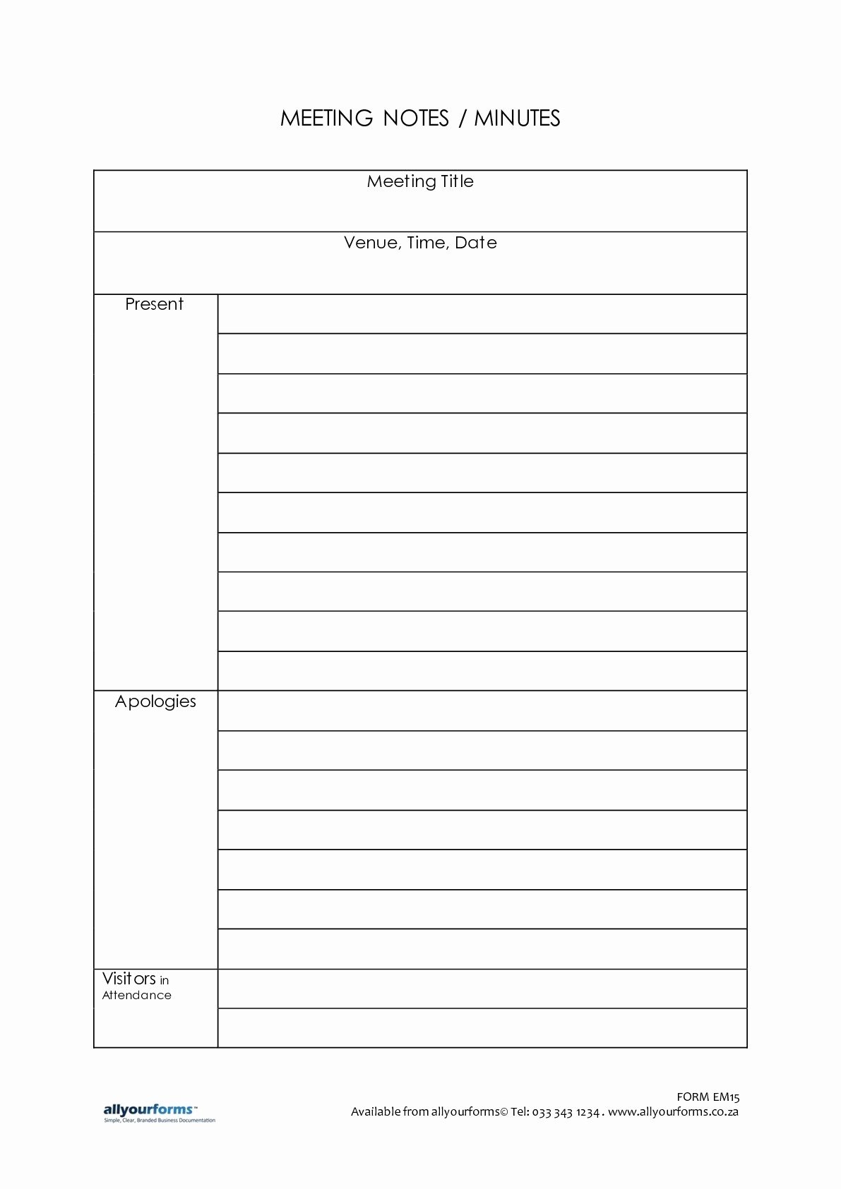 Blank Minutes Template