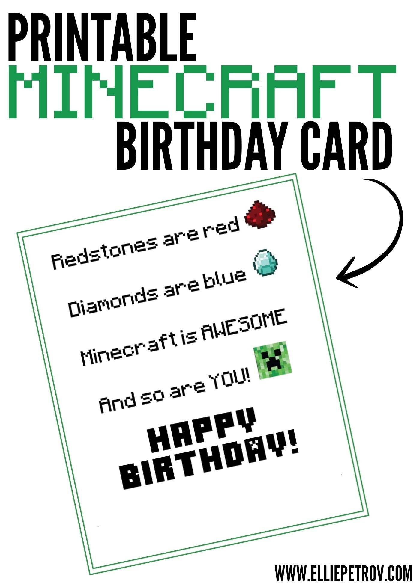 Free Printable Minecraft Birthday Card | Papercrafting | Minecraft - Free Printable Kids Birthday Cards Boys