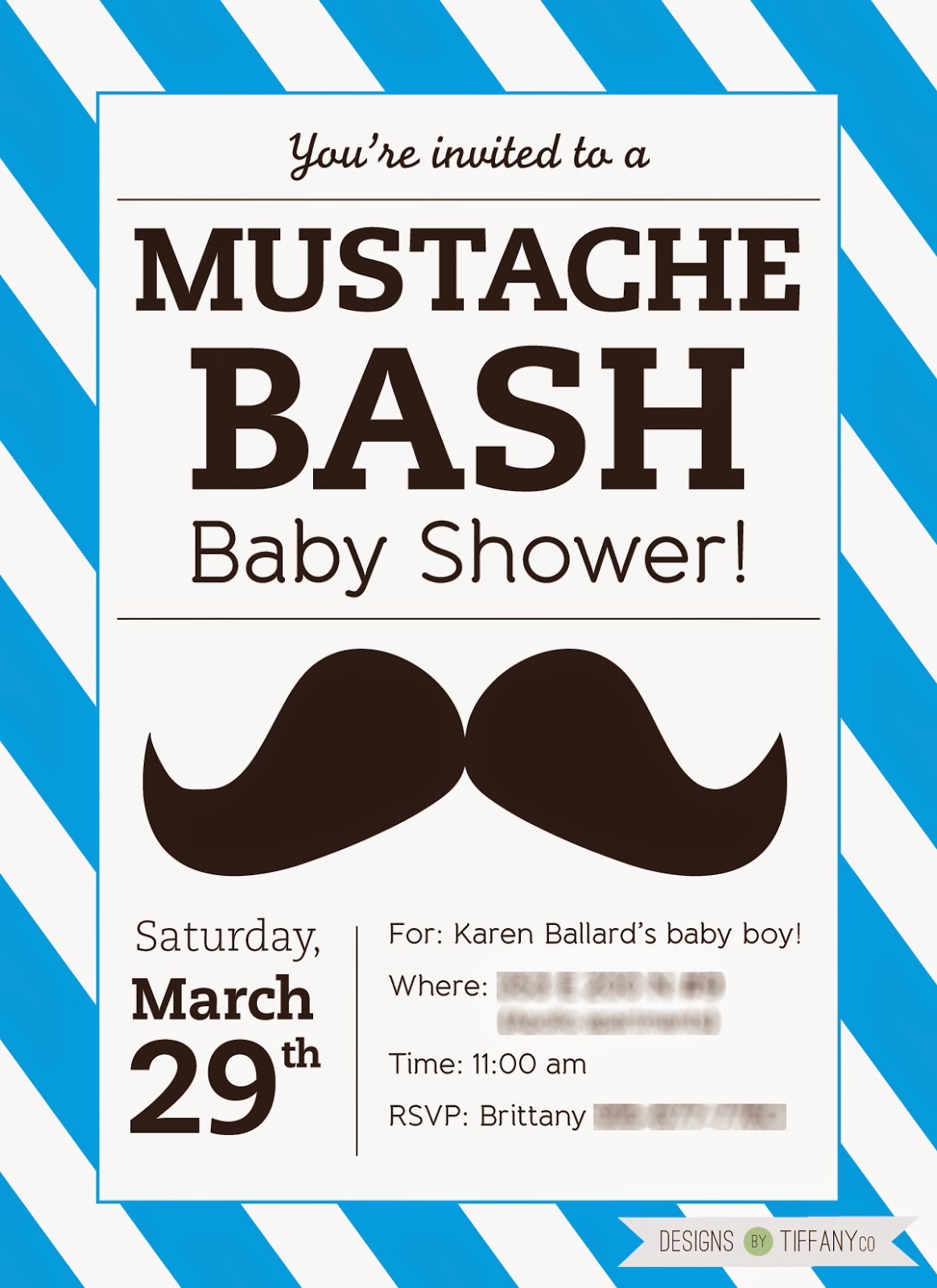 Free Printable Mustache Baby Shower Bash! - Designstiffanyco - Free Printable Mustache Invitations