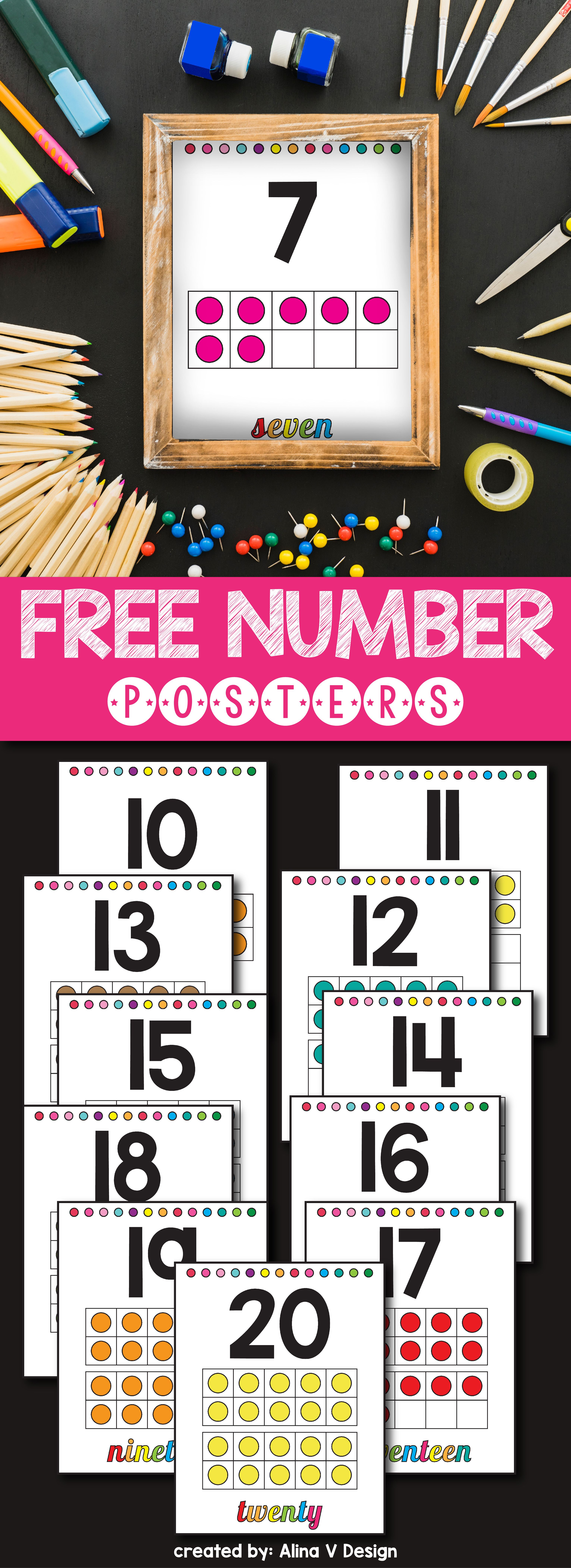 Free Printable Number Posters With Ten Frames Designed For Your - Free Printable Number Posters