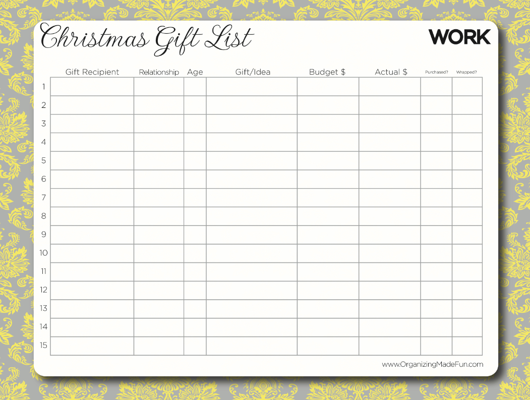 Free Printable - Organize Your Christmas Gifts With This Gift List - Free Printable Gift List