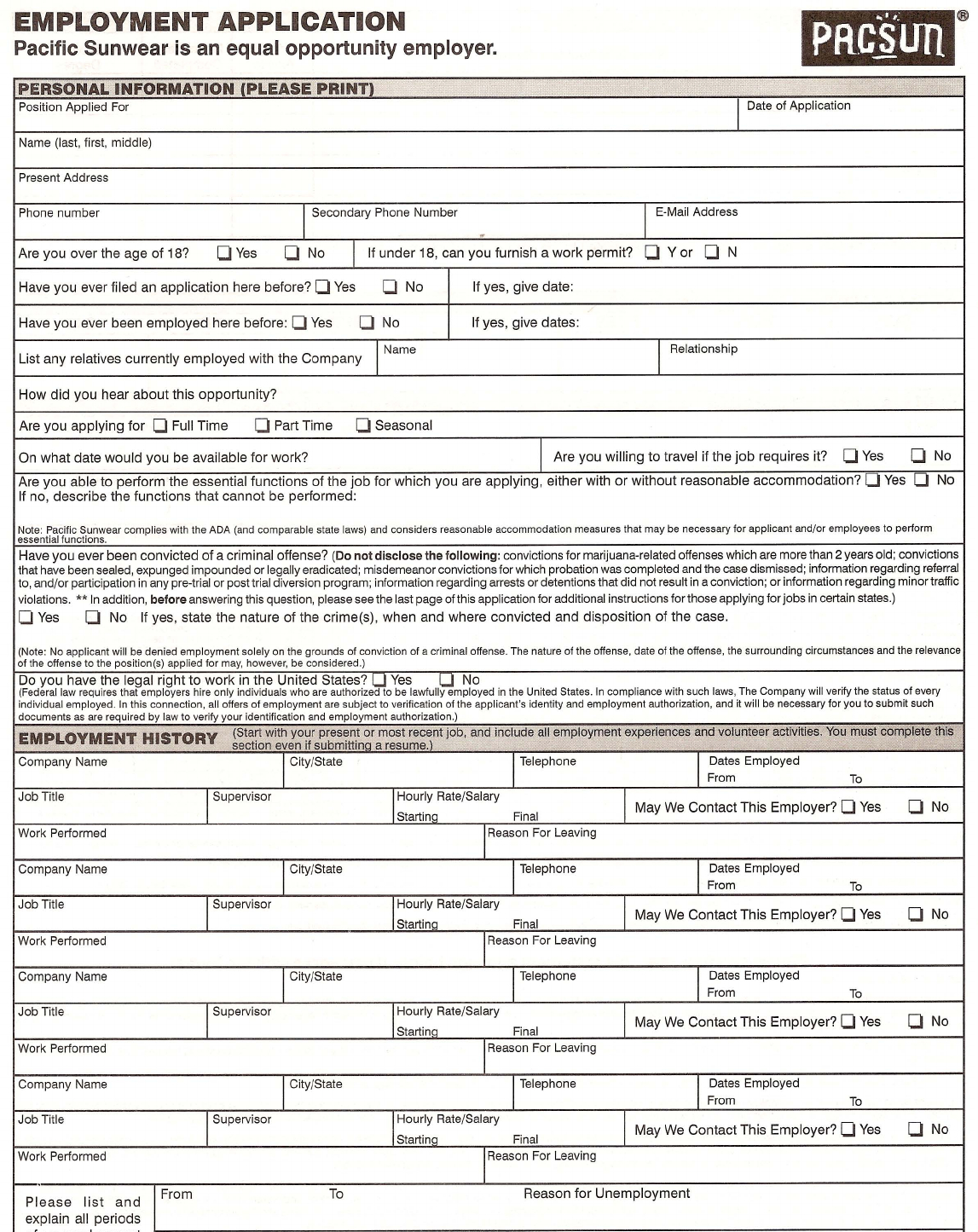 Free Printable Job Application Form Pdf Free Printable