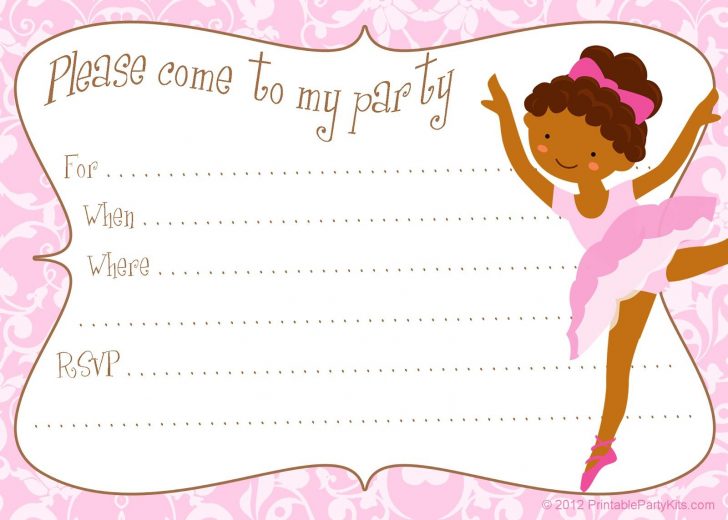 Free Printable Ballerina Birthday Invitations