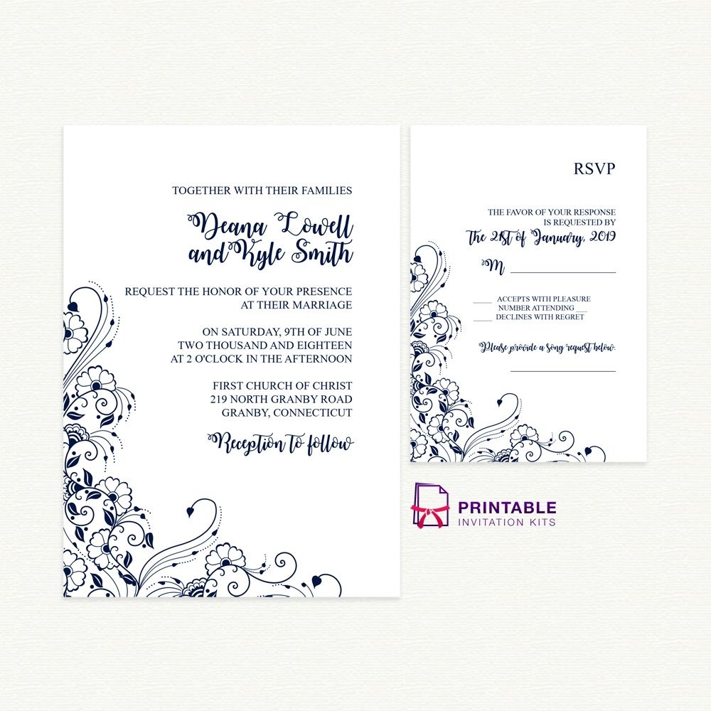 Free Printable Pdfs - Wedding Invitation And Rsvp With Decorative - Free Printable Rsvp