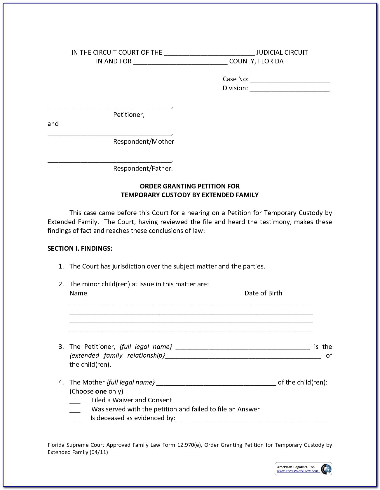 free guardianship papers