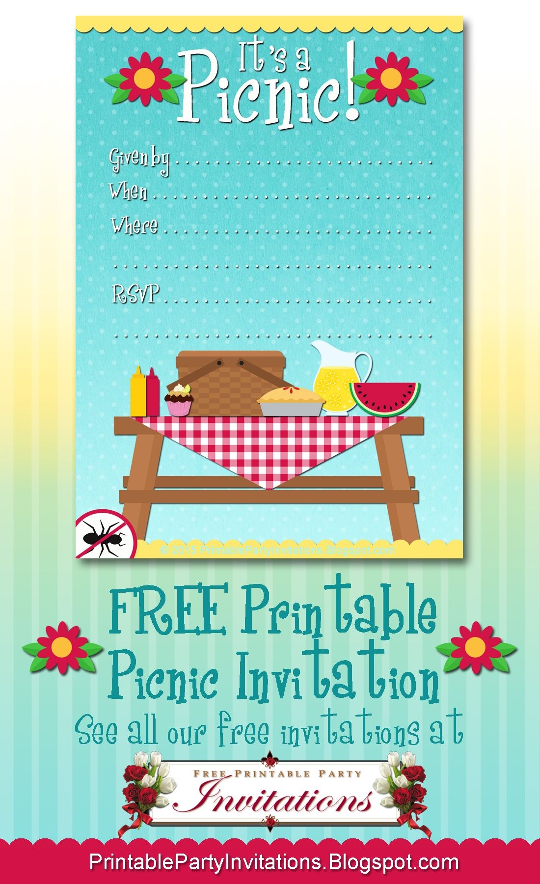 Free Printable Picnic Invitation | Party Printables | Picnic - Free Printable Flyers For Parties