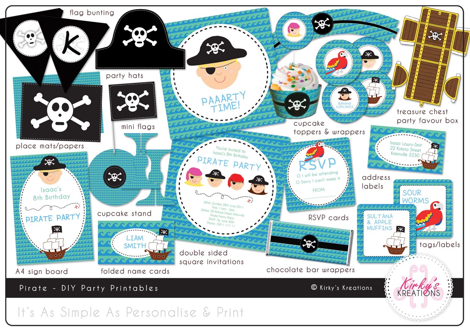 Free Printable Pirate Party Invitations Templates | Birthday In 2019 - Free Printable Pirate Cupcake Toppers