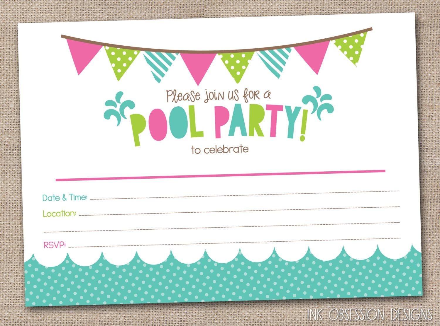 Free Printable Pool Party Birthday Invitations | Party Invitations - Free Printable Pool Party Invitations