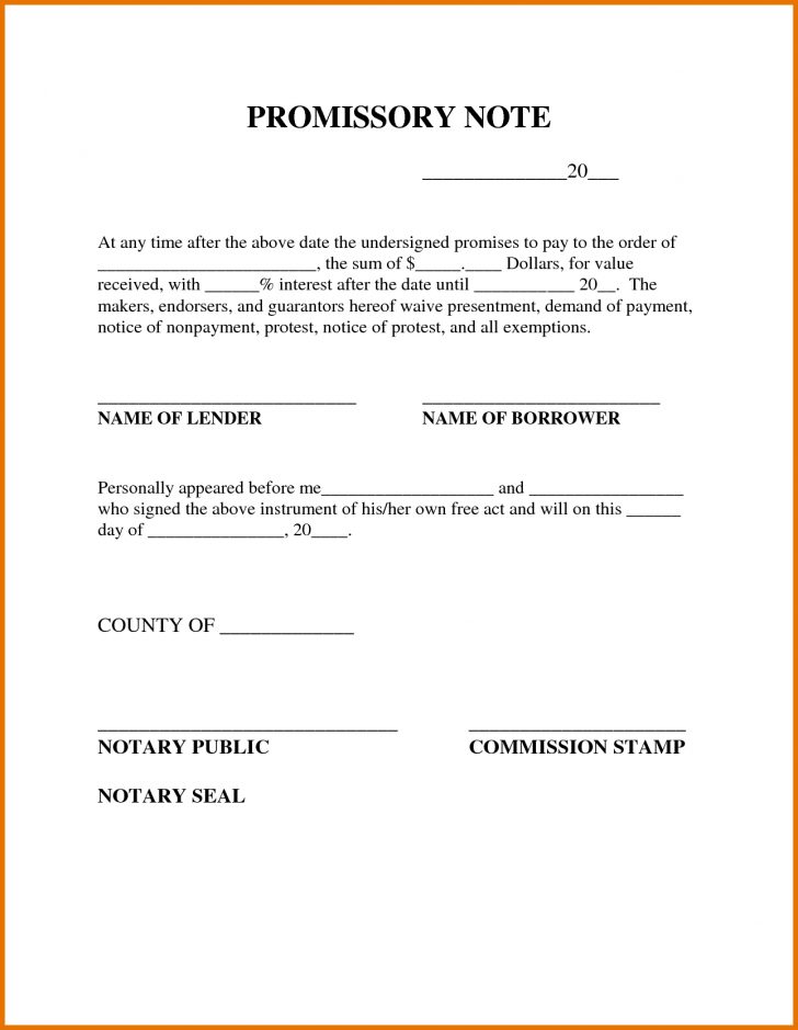 Free Printable Promissory Note For Personal Loan