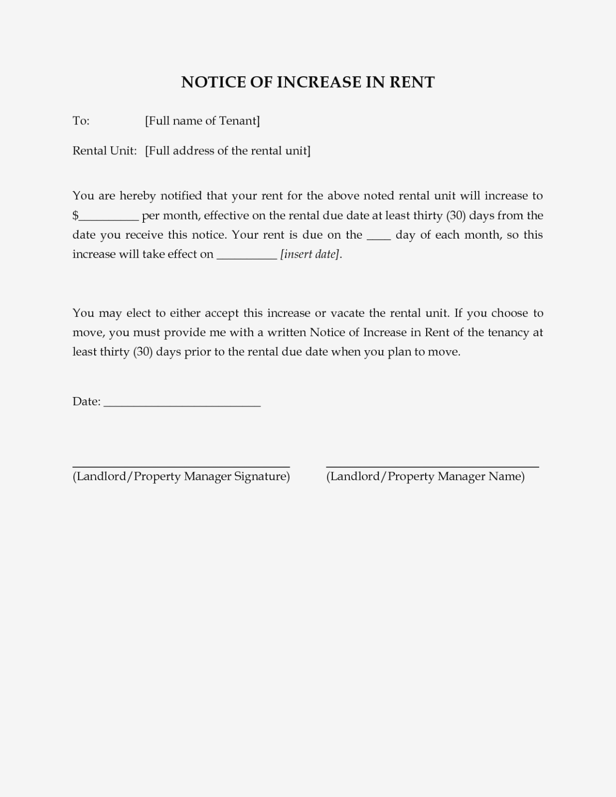 Free Printable Rent Increase Letter Free Printable