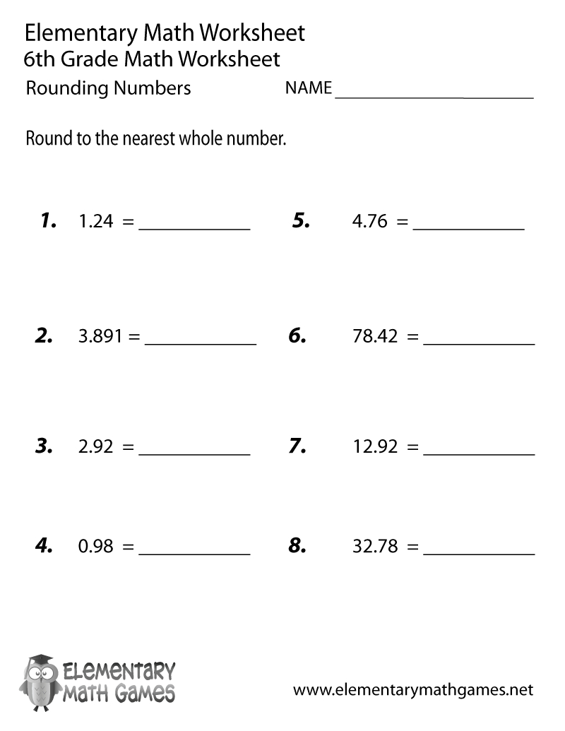 Free Printable Rounding Numbers Worksheet For Sixth Grade - Free Printable Math Worksheets For 6Th Grade