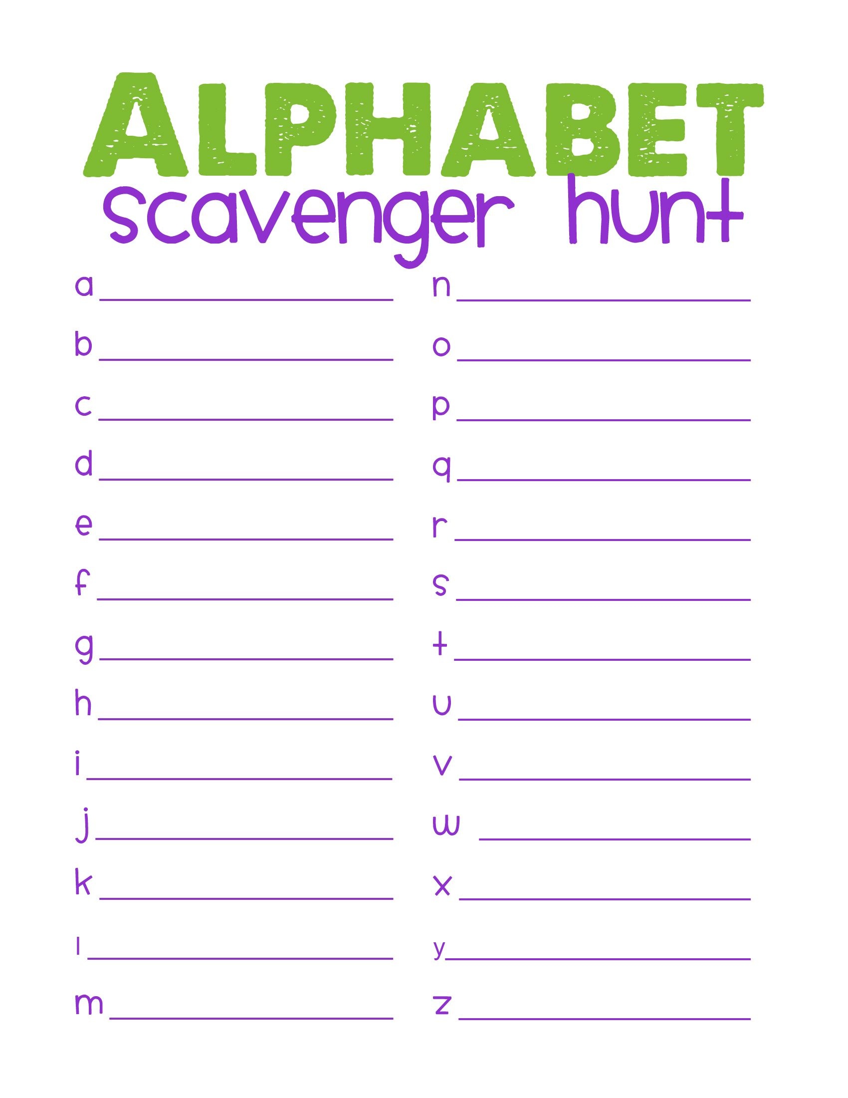 Free Printable Scavenger Hunt | Alphabet Scavenger Hunt | Best - Free Printable Scavenger Hunt For Kids