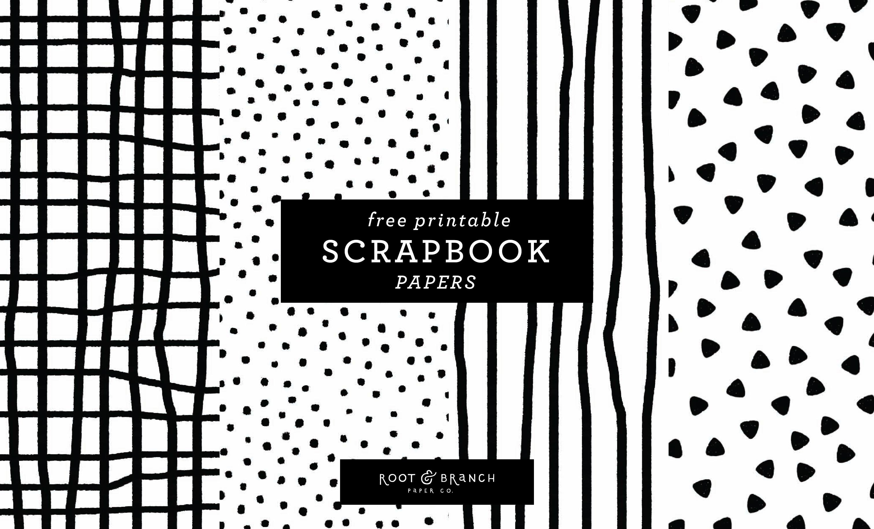Free Printable Scrapbook Papers: Black And White Prints — Root - Free Printable Scrapbook Pages