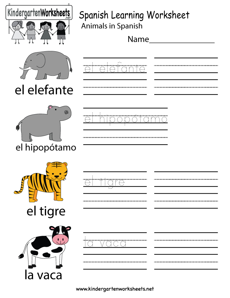 Free Printable Spanish Learning Worksheet For Kindergarten - Free Printable Spanish Worksheets