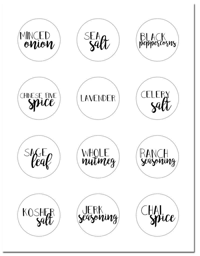 Free Printable Spice Jar Labels | Kitchen Diy | Spice Jar Labels - Free Printable Spice Labels