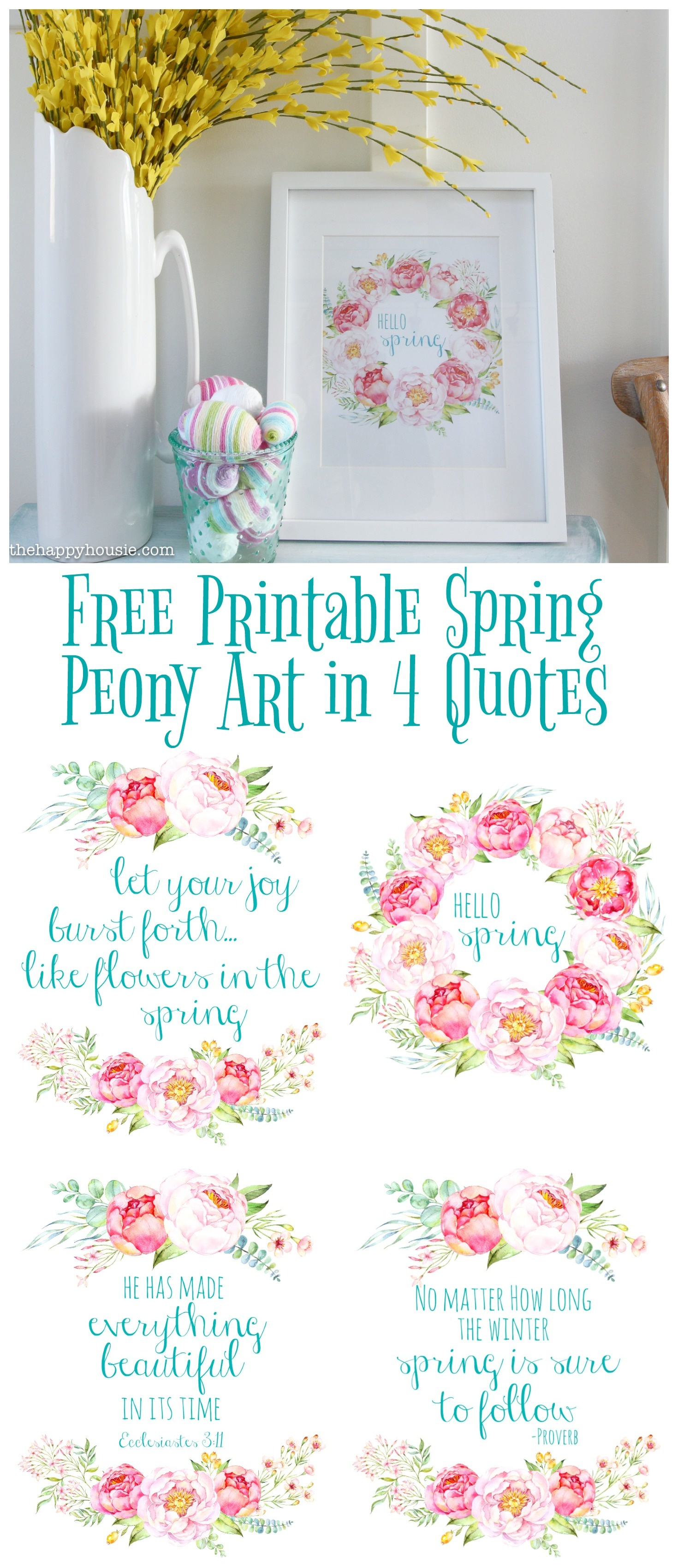 Free Printable Spring Peony Art &amp;amp; Easter Art | The Happy Housie - Free Printable Spring Decorations