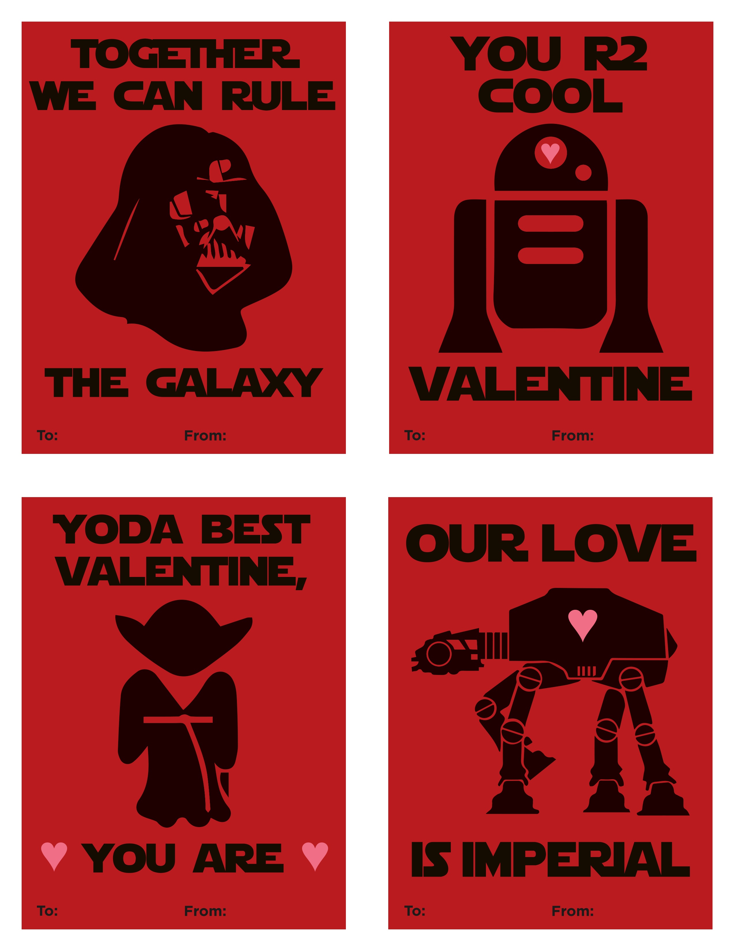 Free Printable Star Wars Valentines Valentine's Day 2016 Star Wars