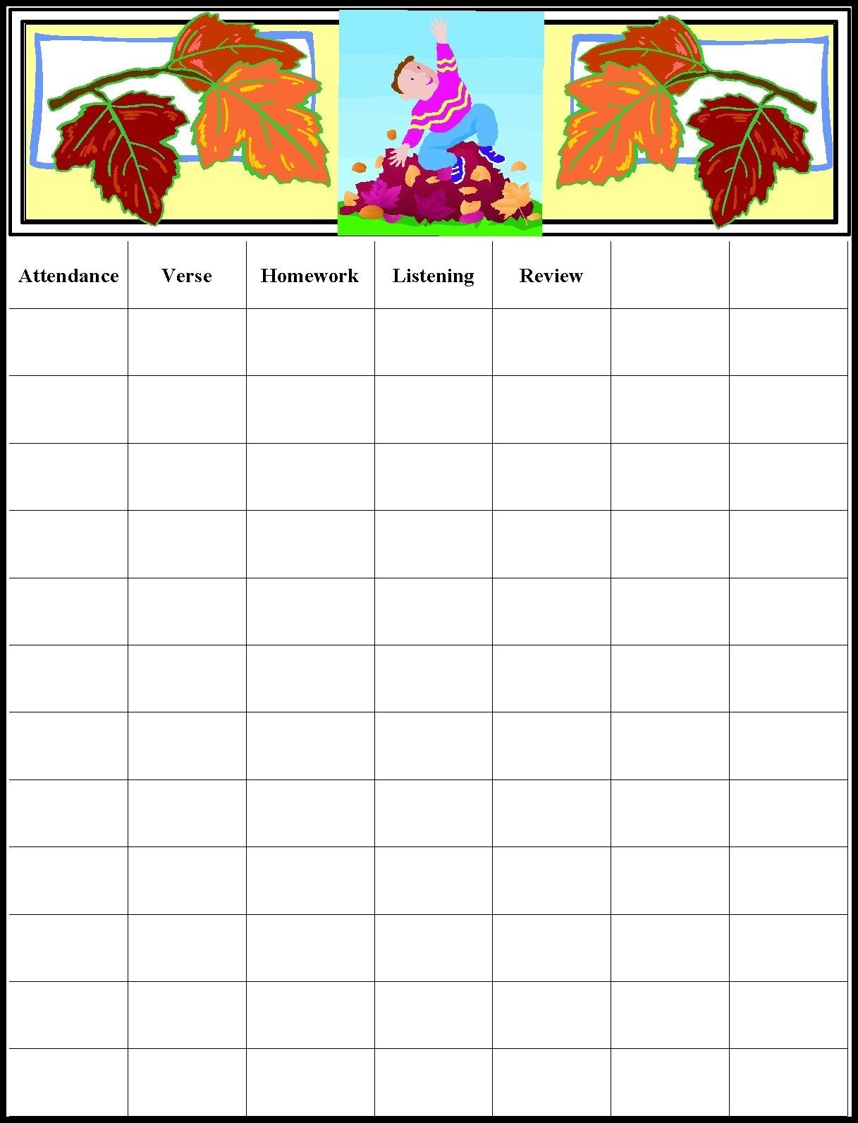 Childrens Gems In My Treasure Box Sunday School Attendance Charts 