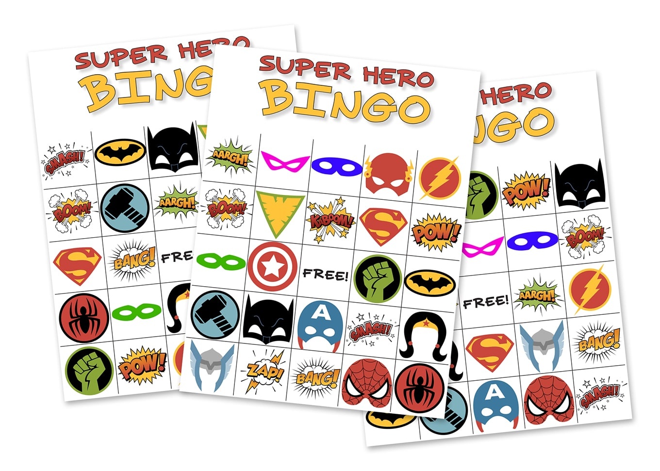 Free Printable Super Hero Bingo Party - Free Printable Superhero Photo Booth Props