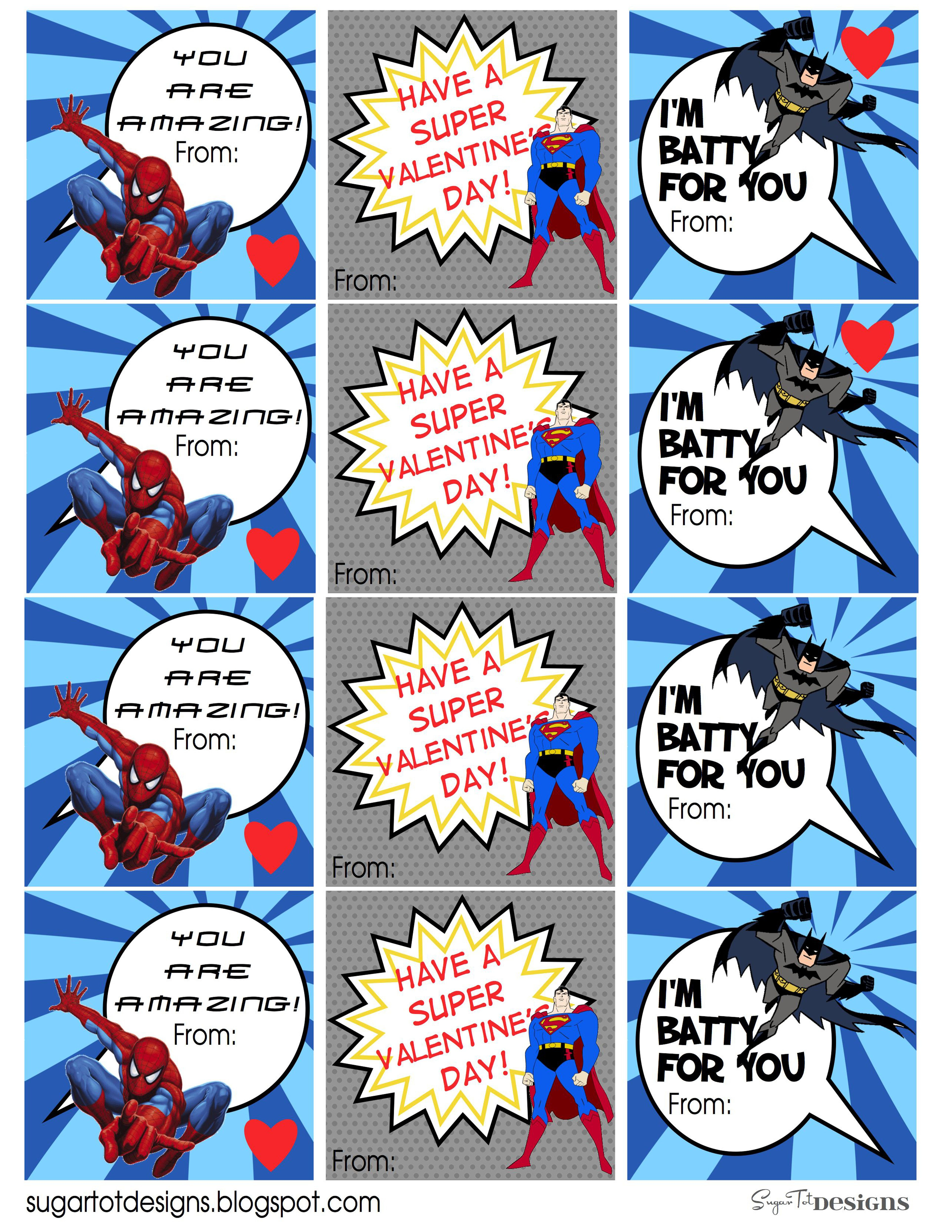 Free Printable} Superhero Valentine&amp;#039;s Day Tags: Batman, Superman - Free Printable Superman Valentine Cards