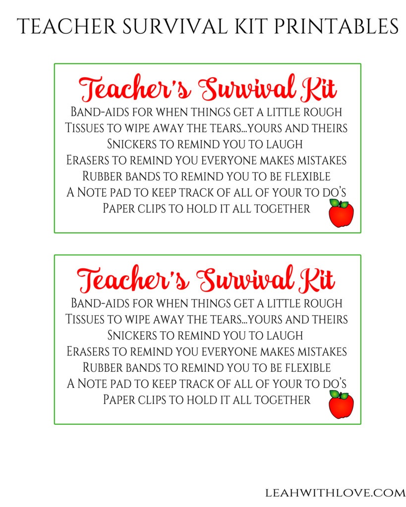 Free Printable} Teacher Survival Kit - Leah With Love - Teacher Survival Kit Free Printable