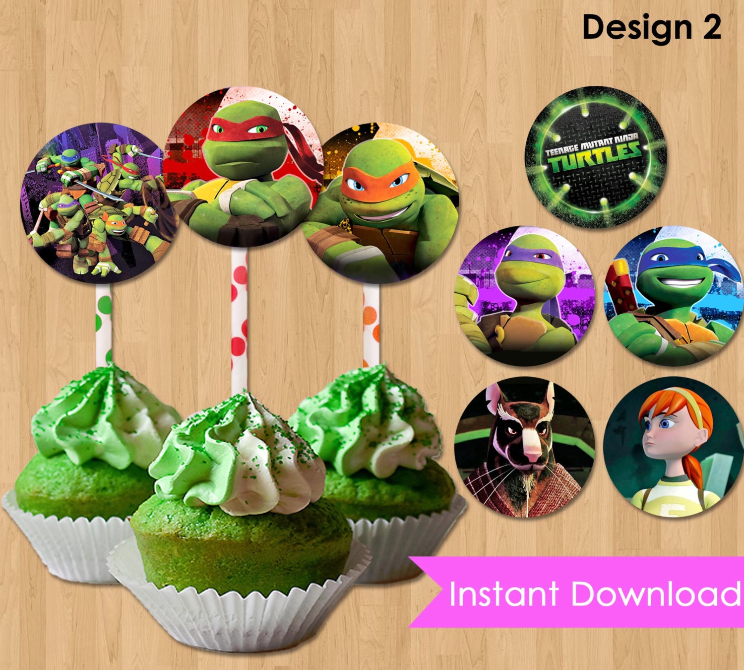 Free Printable Teenage Mutant Ninja Turtle Cupcake Toppers | Free - Free Printable Teenage Mutant Ninja Turtle Cupcake Toppers