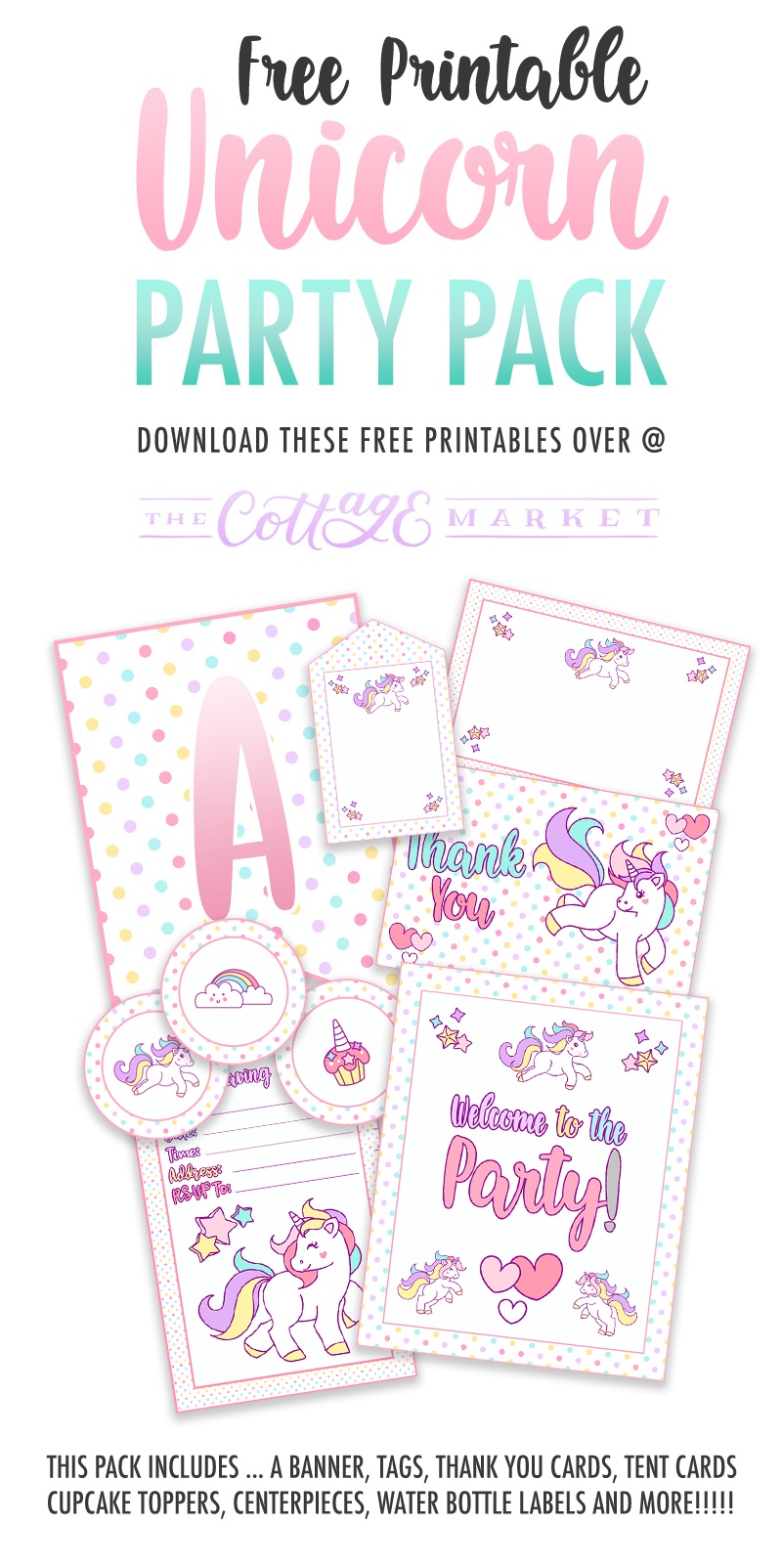 Free Printable Unicorn Party Decorations Pack - The Cottage Market - Unicorn Name Free Printable