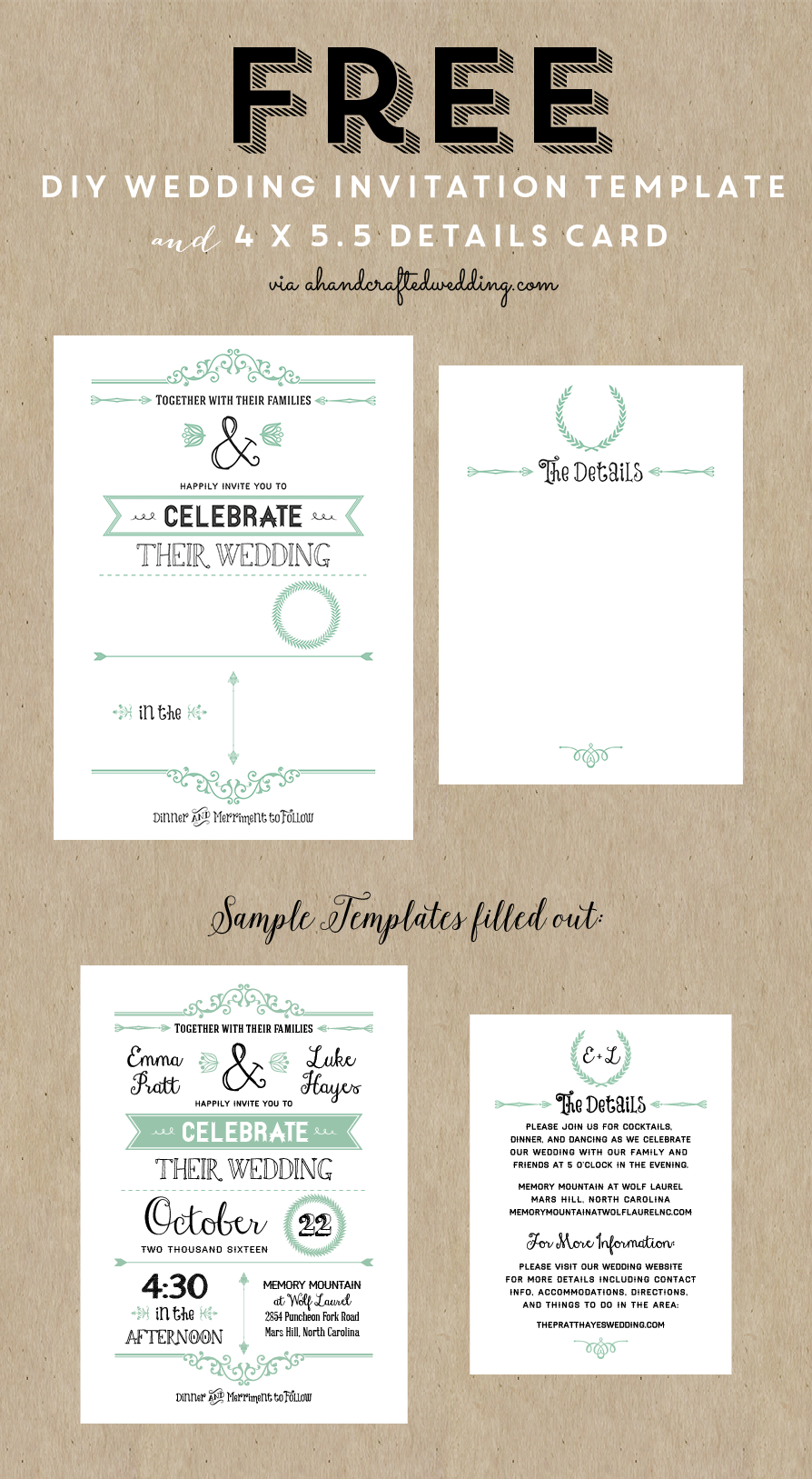 Free Printable Wedding Invitation Template | Wedding | Free Wedding - Free Printable Wedding Invitations