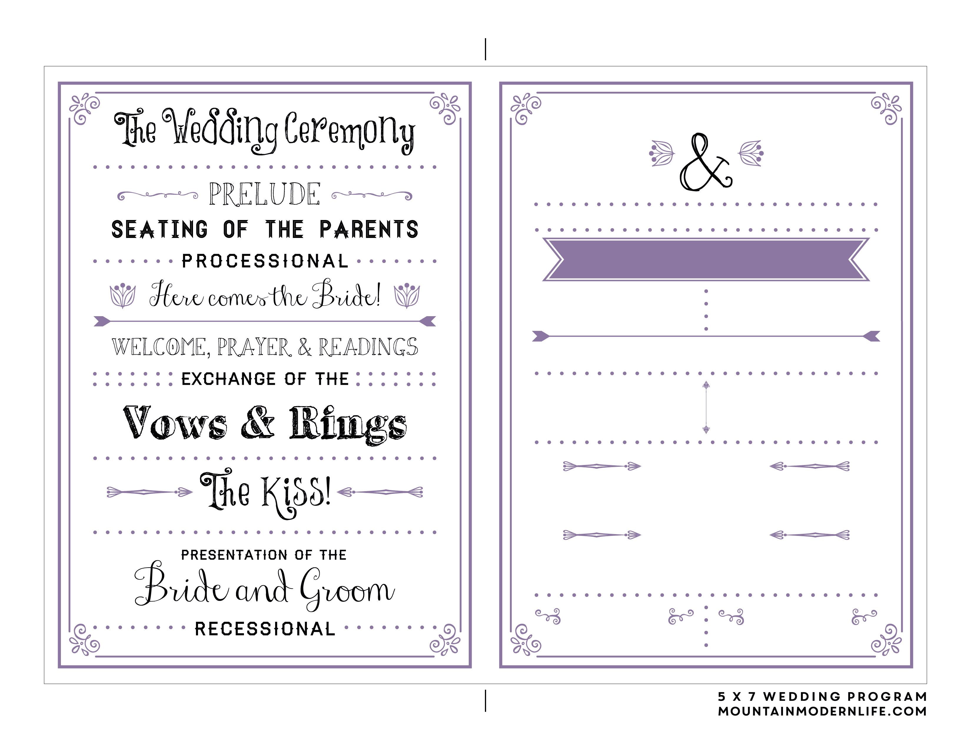 Free Printable Wedding Program | Mountainmodernlife - Free Printable Wedding Programs