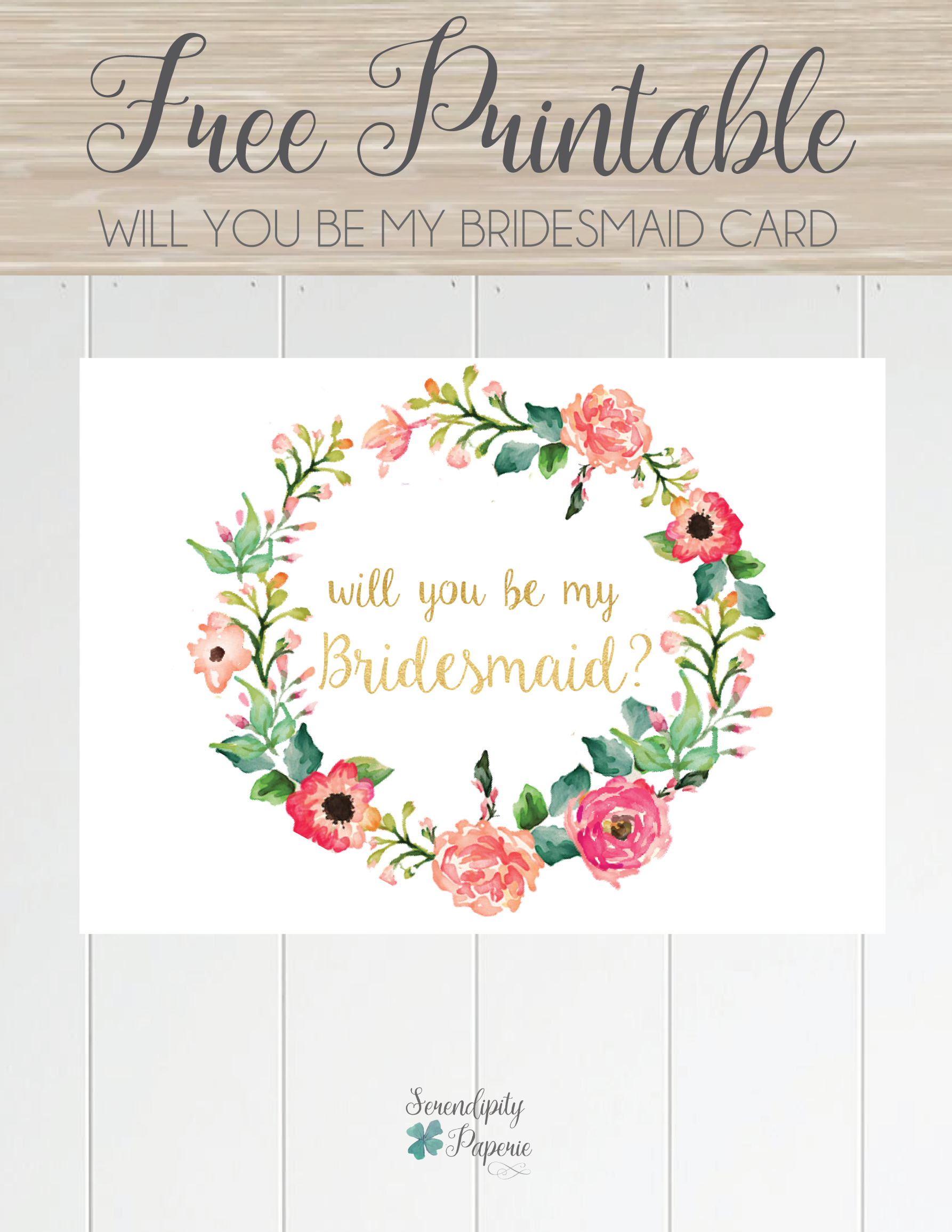 Free Printable Will You Be My Bridesmaid Card. Only At Serendipity - Will You Be My Godmother Printable Card Free