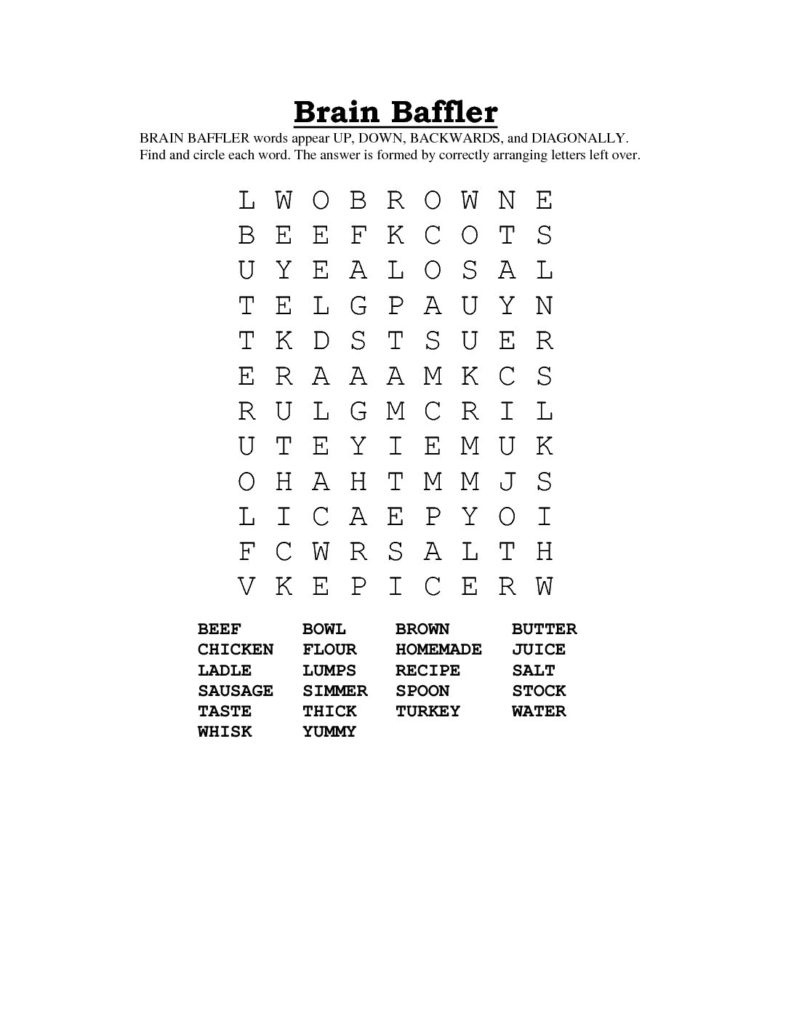 Free Printable Word Search Puzzle #10 - Food - National Puzzle Day - Free Printable Word Search Puzzles For Adults