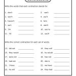 Free Printables For 4Th Grade Science | Free Printable Contraction   Free Printable Grammar Worksheets For 2Nd Grade