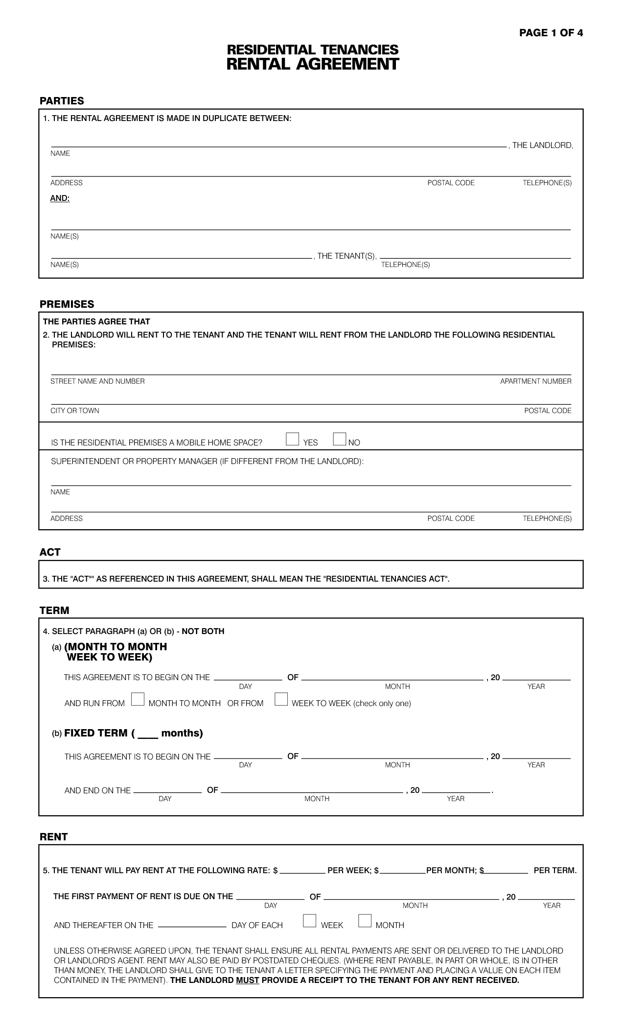 Free Printable Landlord Forms