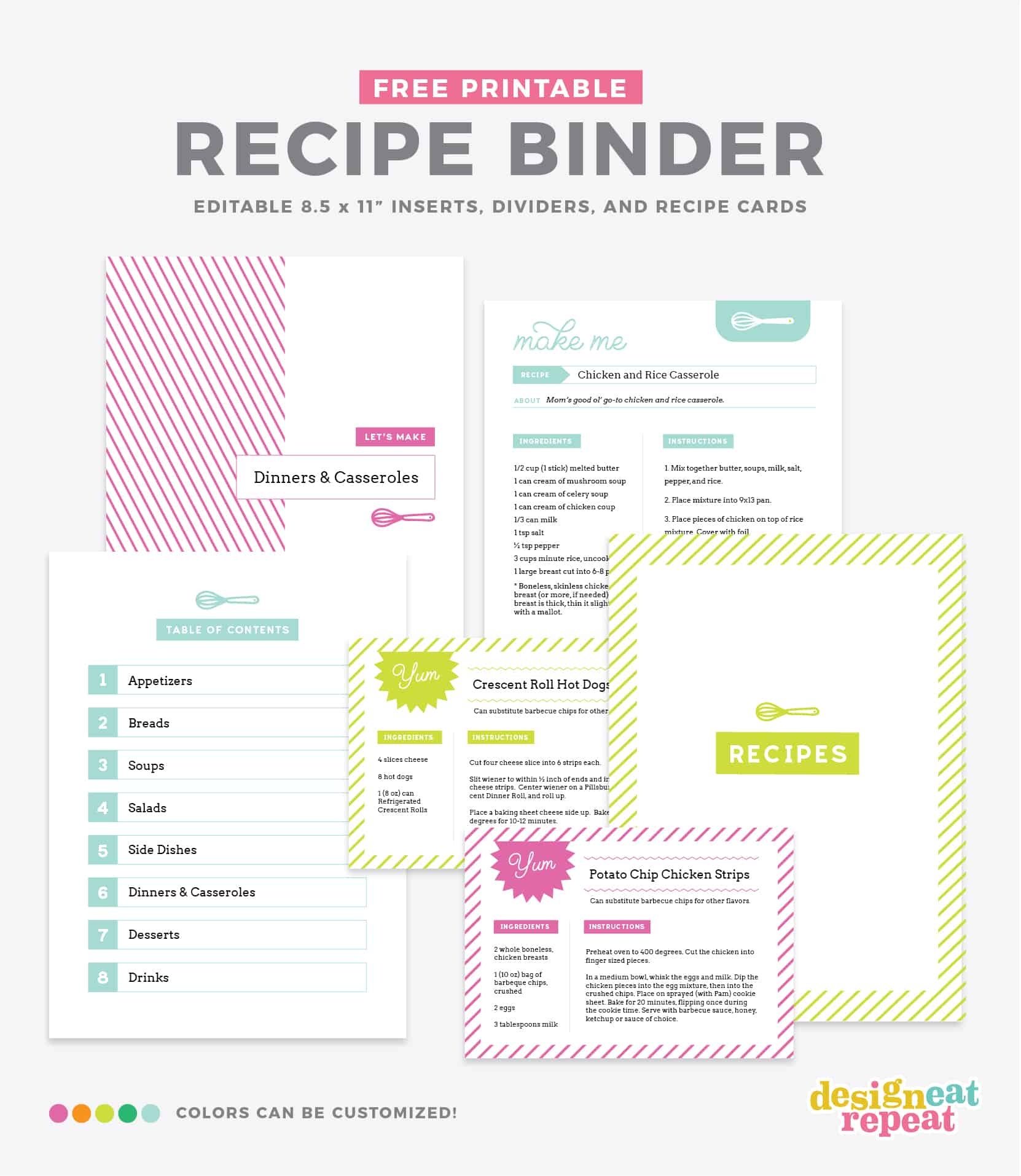 Free Recipe Binder Template - Tutlin.psstech.co - Free Printable Recipe Templates