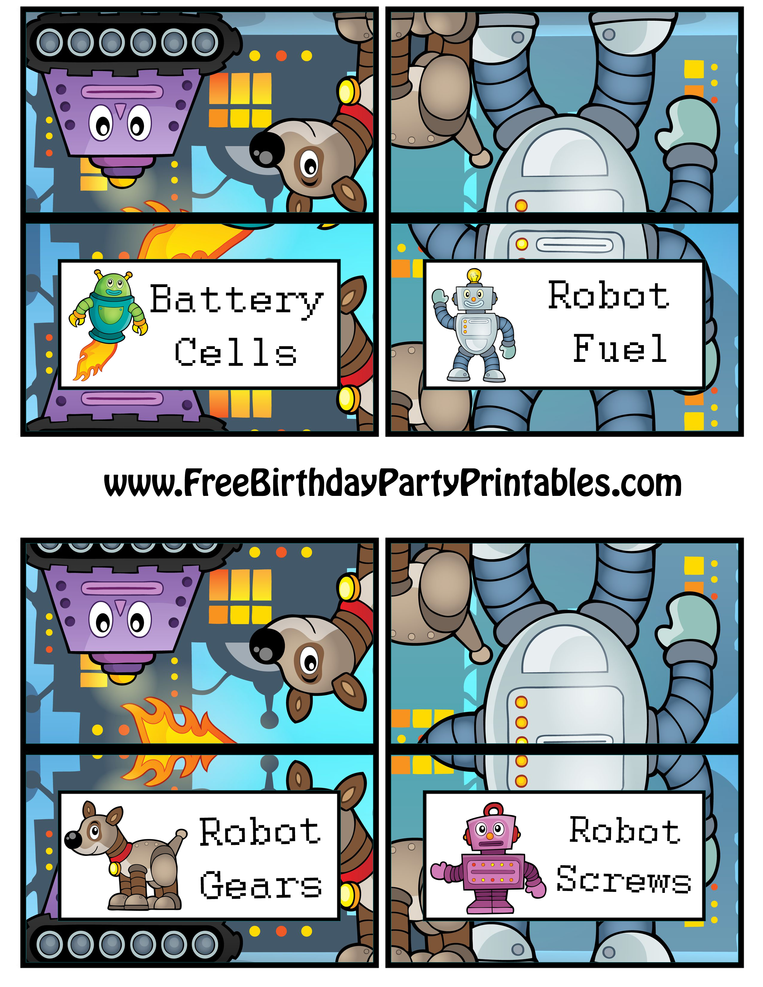 Free Robot Birthday Party Printables - Free Printable Gears