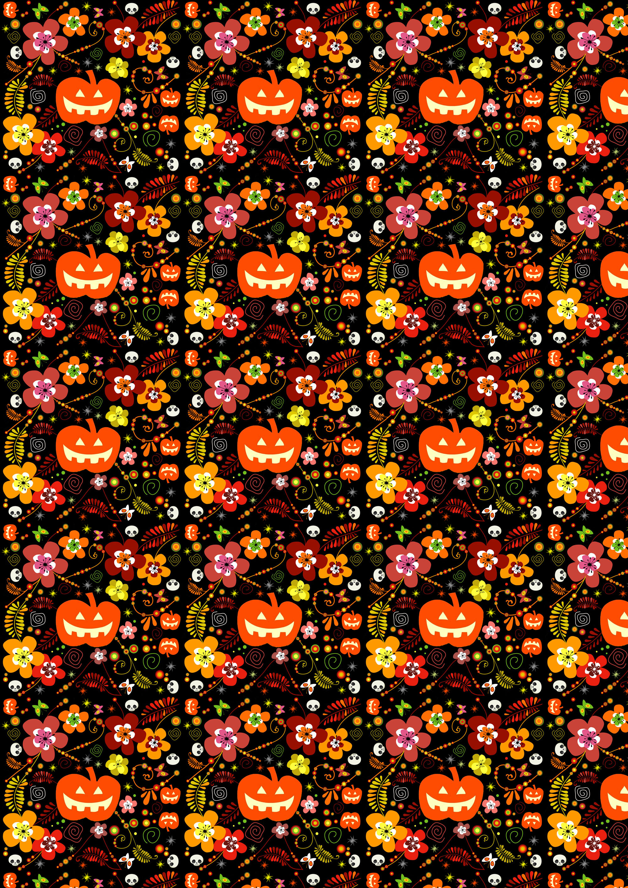 Free Scrapbook Paper: Halloween Pumpkins And Flowers | Rooftop Post - Free Printable Halloween Paper Crafts