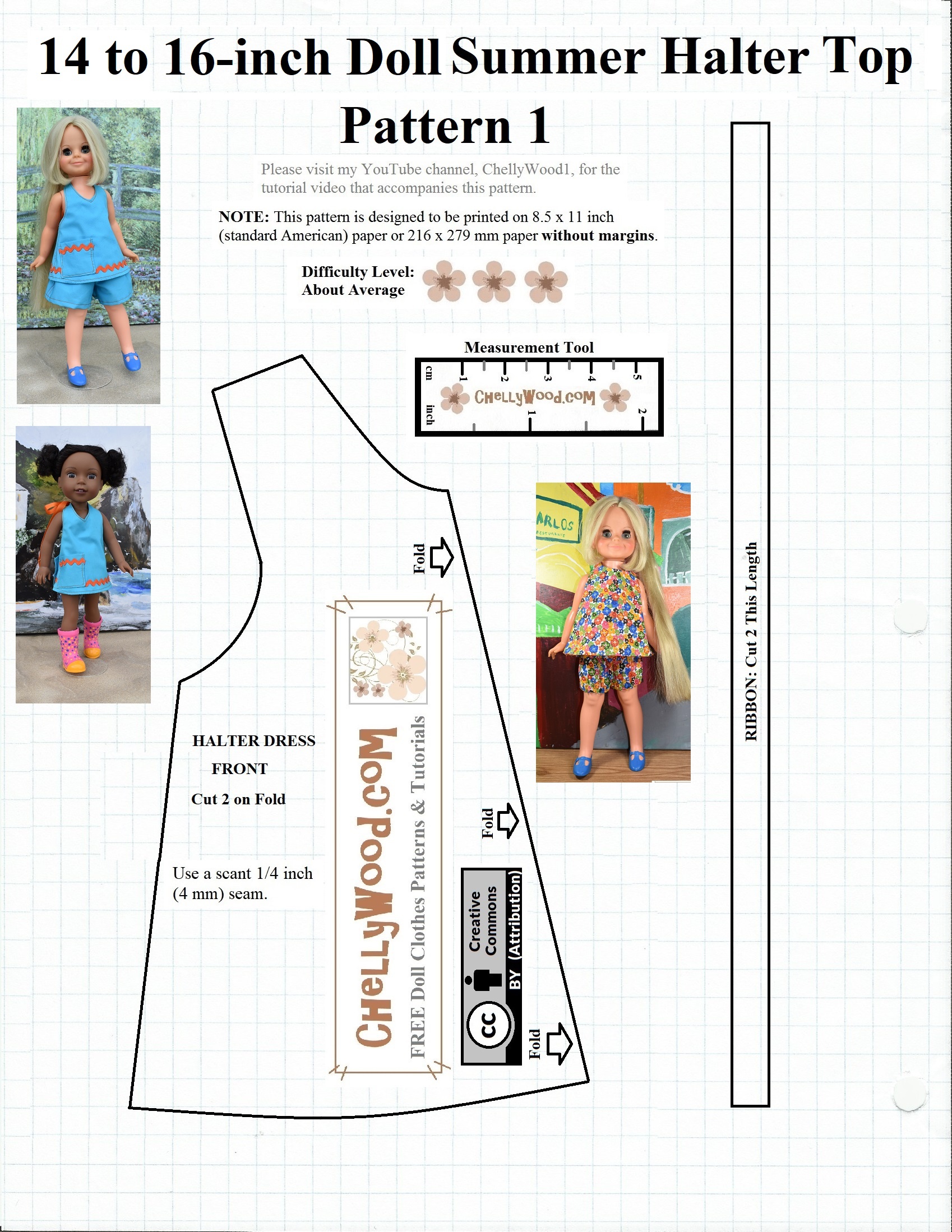 Free #sewing Pattern For 14″ (35 Cm) #dolls @ Chellywood #crafts - 18 Inch Doll Clothes Patterns Free Printable