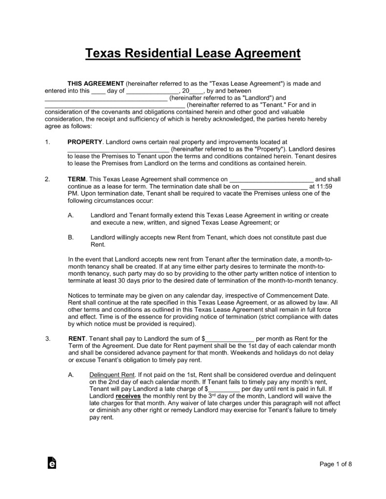 free printable lease agreement texas free printable