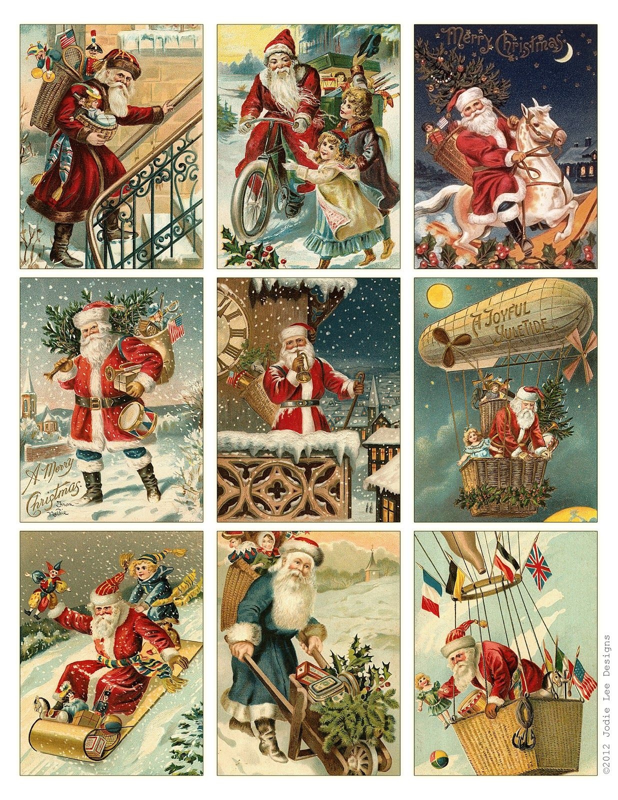 Free To Download! Printable Vintage Santa Tags Or Cards. | Free - Free Printable Vintage Christmas Images