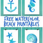 Free Watercolor Beach Printables   Free Printable Beach Pictures