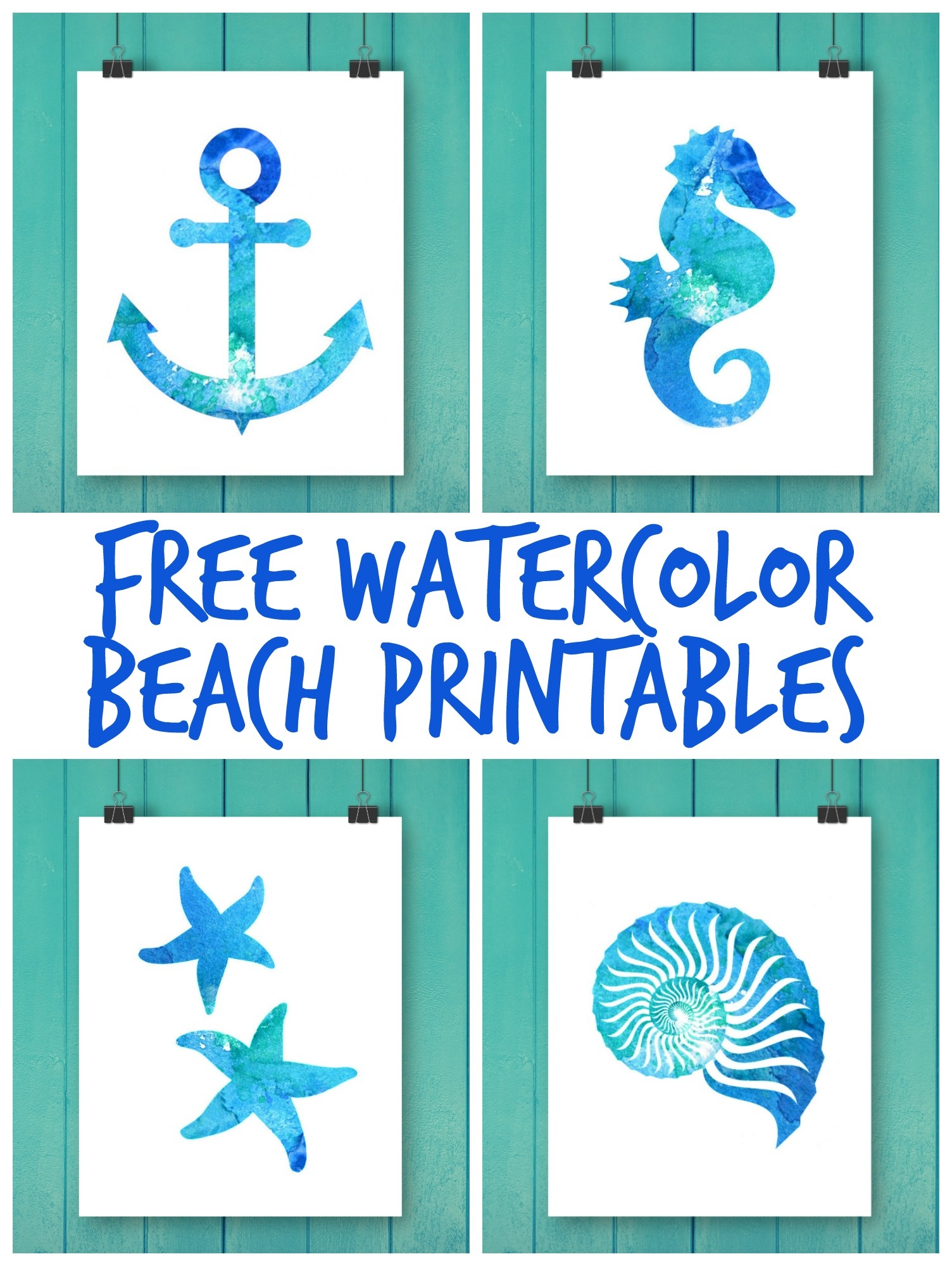 Free Watercolor Beach Printables - Free Printable Beach Pictures
