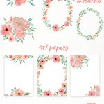 Free Watercolor Flowers Clipart, Floral Wreaths, 5X7 Borders   Free Printable Clipart Of Flowers