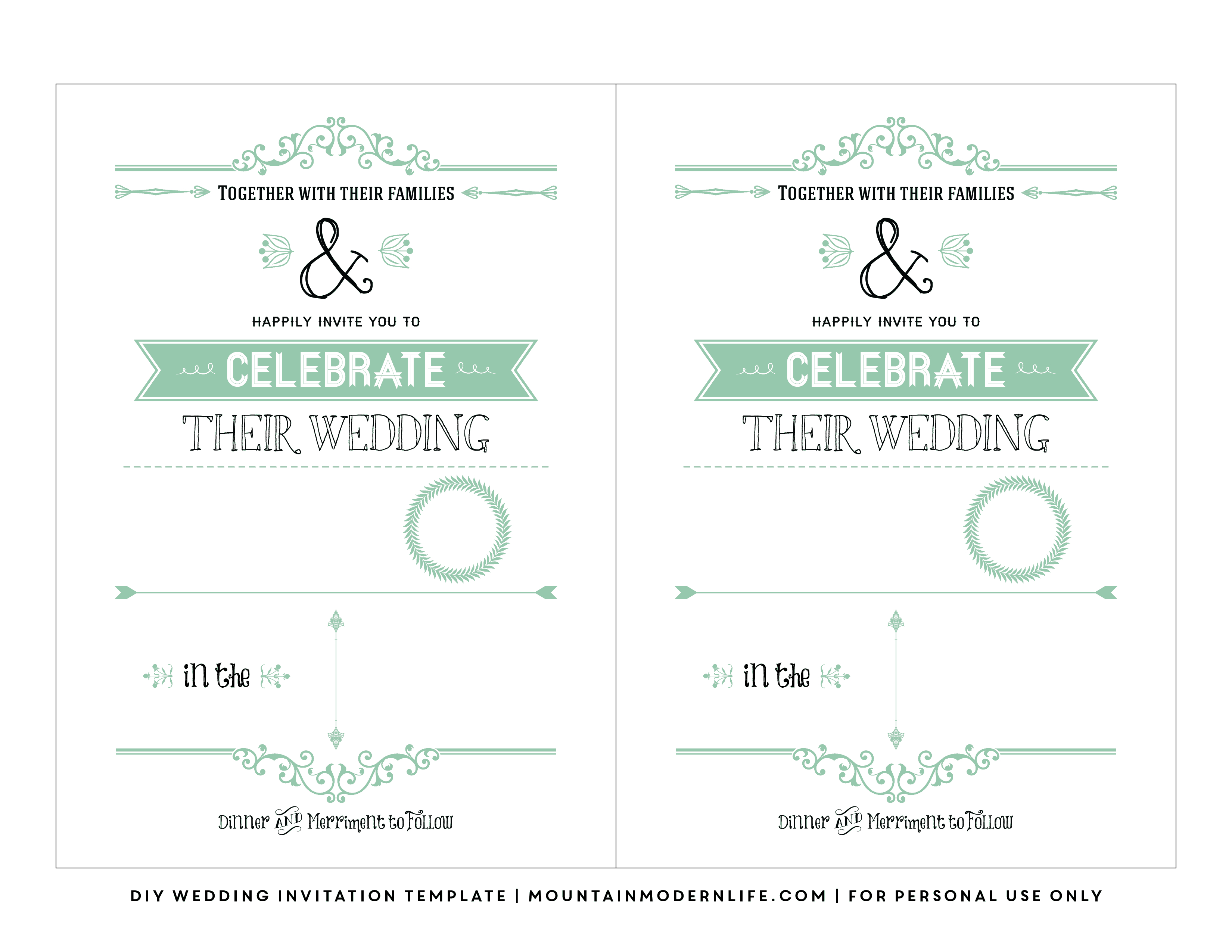 Free Wedding Invitation Template | Mountainmodernlife - Free Printable Wedding Invitations