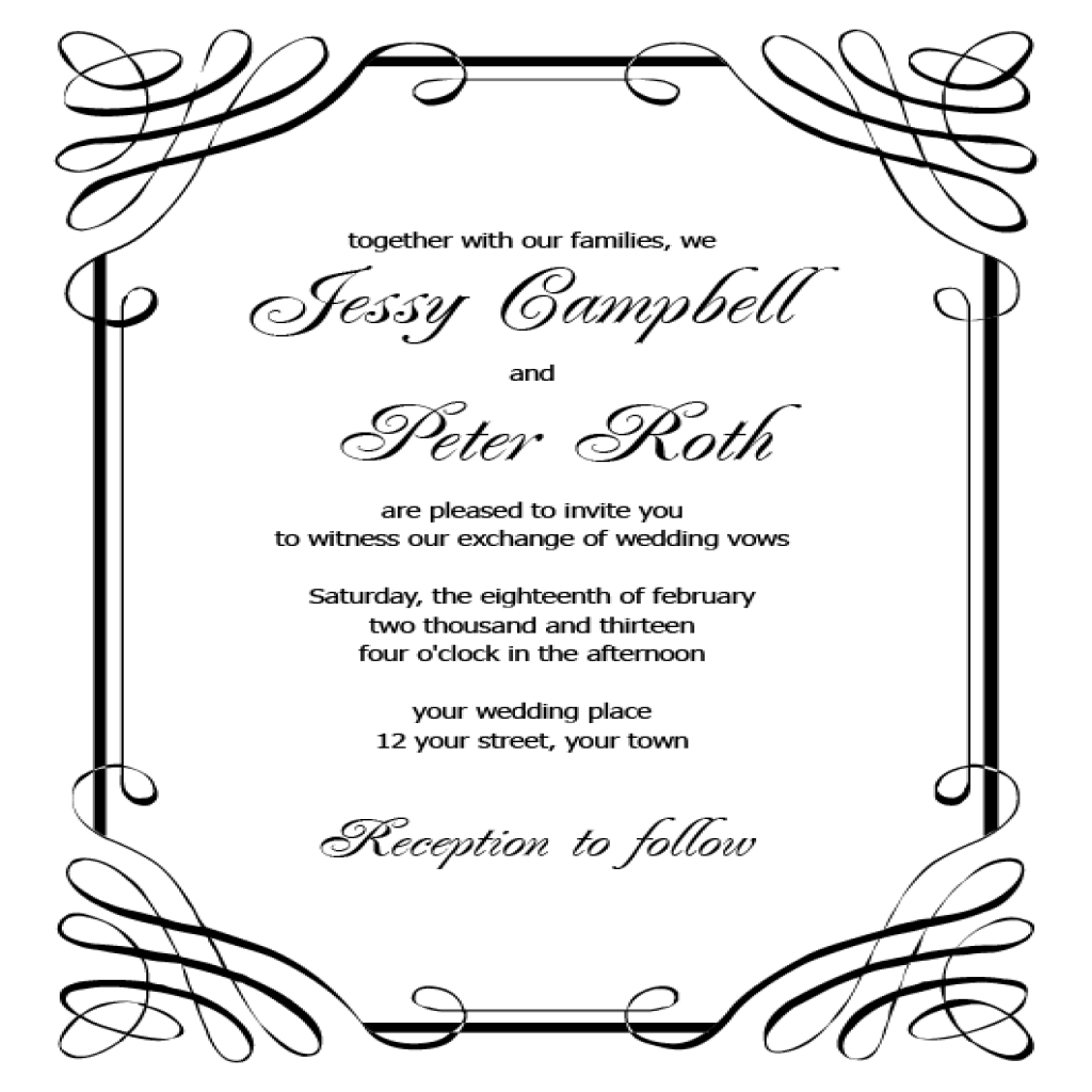 Free Wedding Invitation Templates For Word Free Printable Wedding - Free Printable Wedding Invitation Templates For Microsoft Word