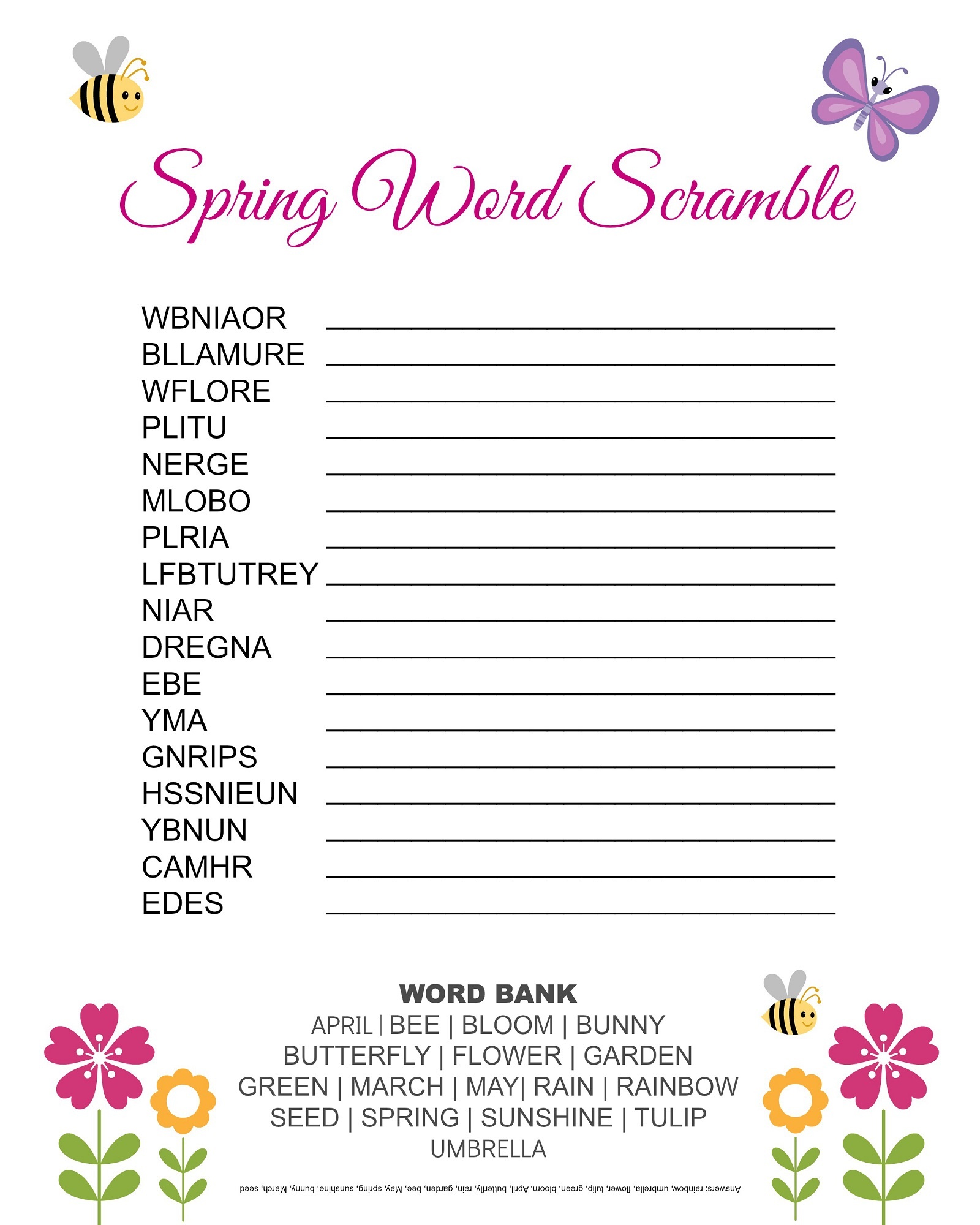 Free Printable Word Scramble Puzzles