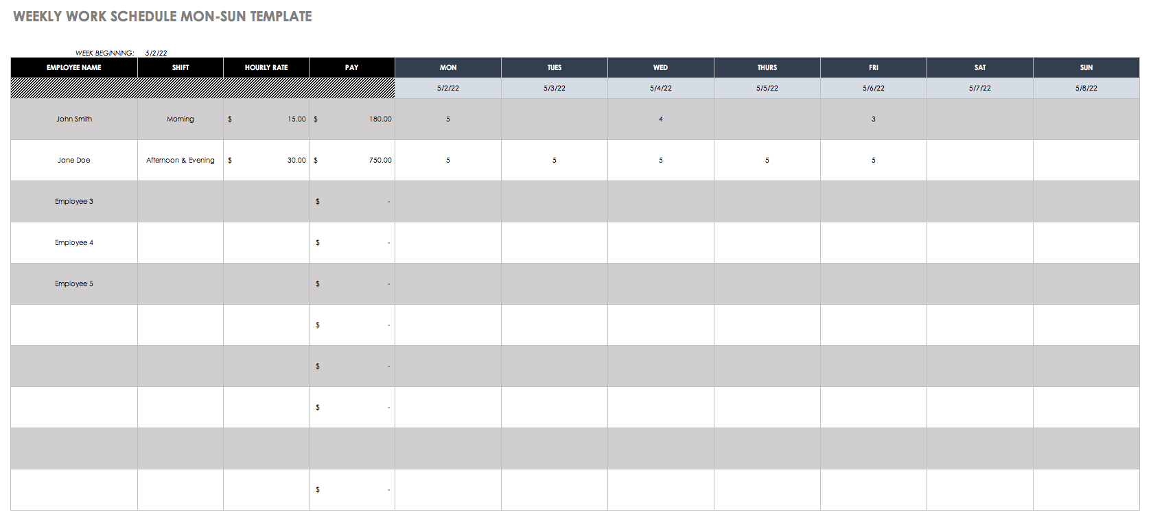 Free Work Schedule Templates For Word And Excel - Free Printable Weekly Schedule
