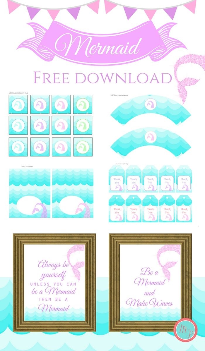 Freebies | Printables | Mermaid Party Decorations, Mermaid Birthday - Free Printable Mermaid Thank You Cards