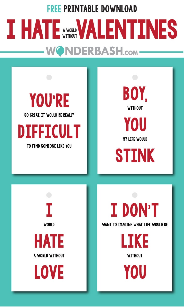 Funny Valentines Free Printable Labels / Cards | Parties Full Of Wonder - Free Funny Printable Cards