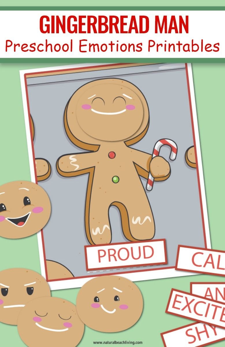 Gingerbread Man Preschool Emotions Printables | Natural Beach Living - Free Printable Gingerbread Man Activities