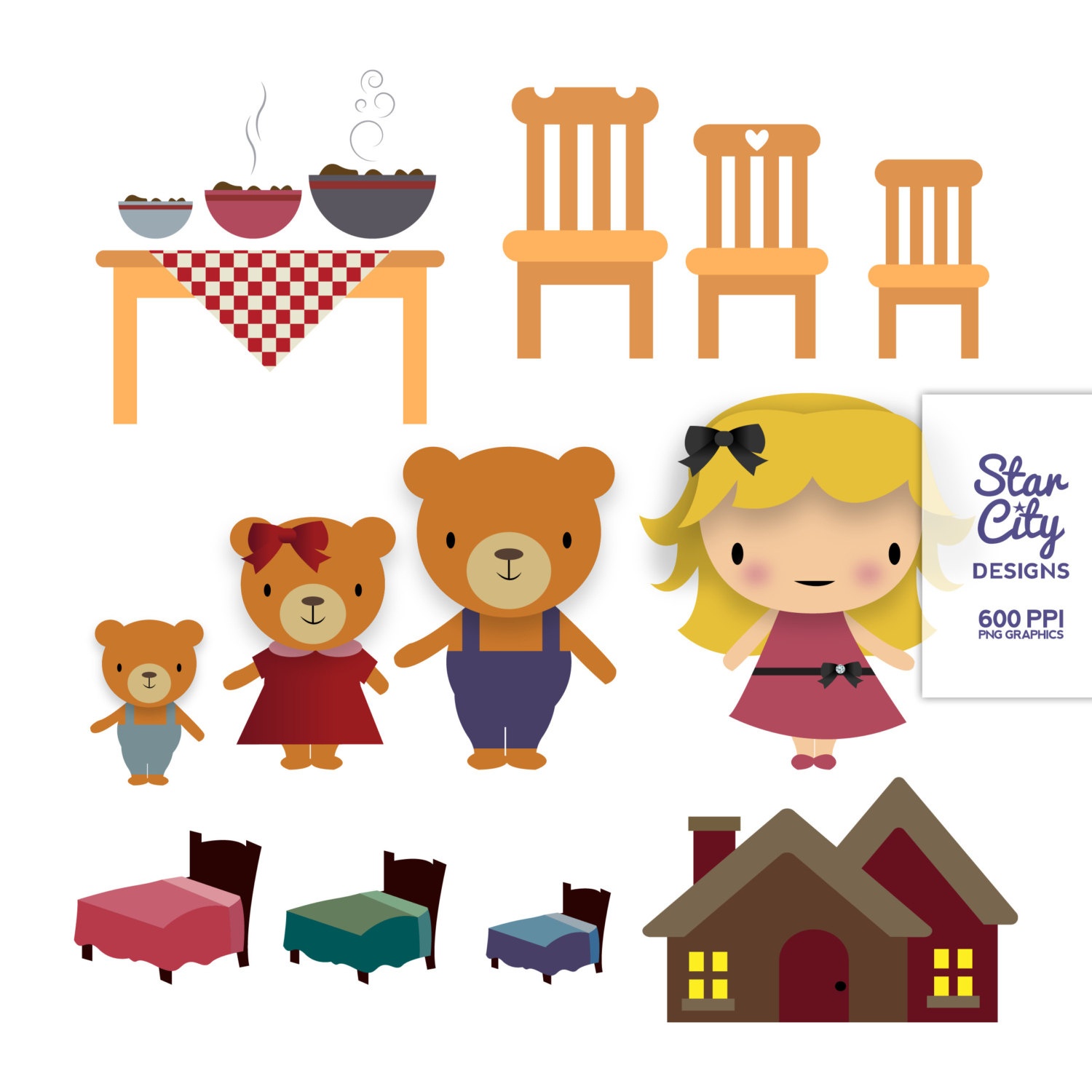 Goldilocks And The Three Bears Clipart Group With 59+ Items - Free Printable Goldilocks And The Three Bears Story